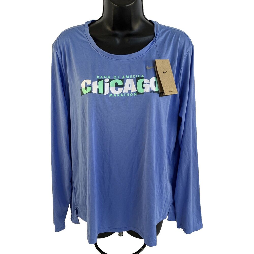 Nike Women's ONE Dri-FIT Luxe Chicago Marathon 2023 L/S Shirt Sz XL NWT Blue - Picture 6 of 7